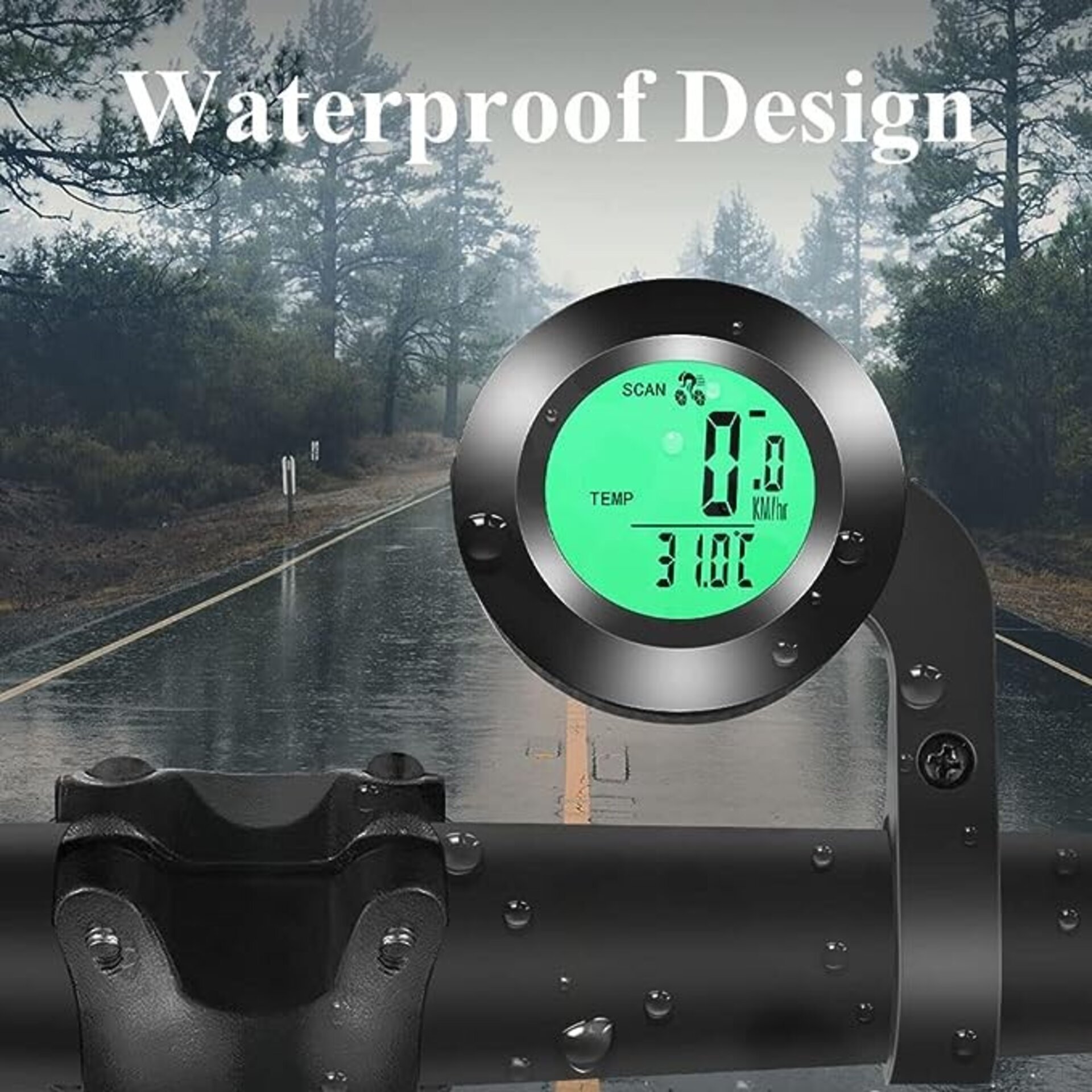 Ciclocomputador multifunción impermeable cuentakilómetros bicicleta velocímetro con pantalla retroiluminada de 3 colores, 20 funciones, inicio automático/parada, para adultos y niños, color negro - 2