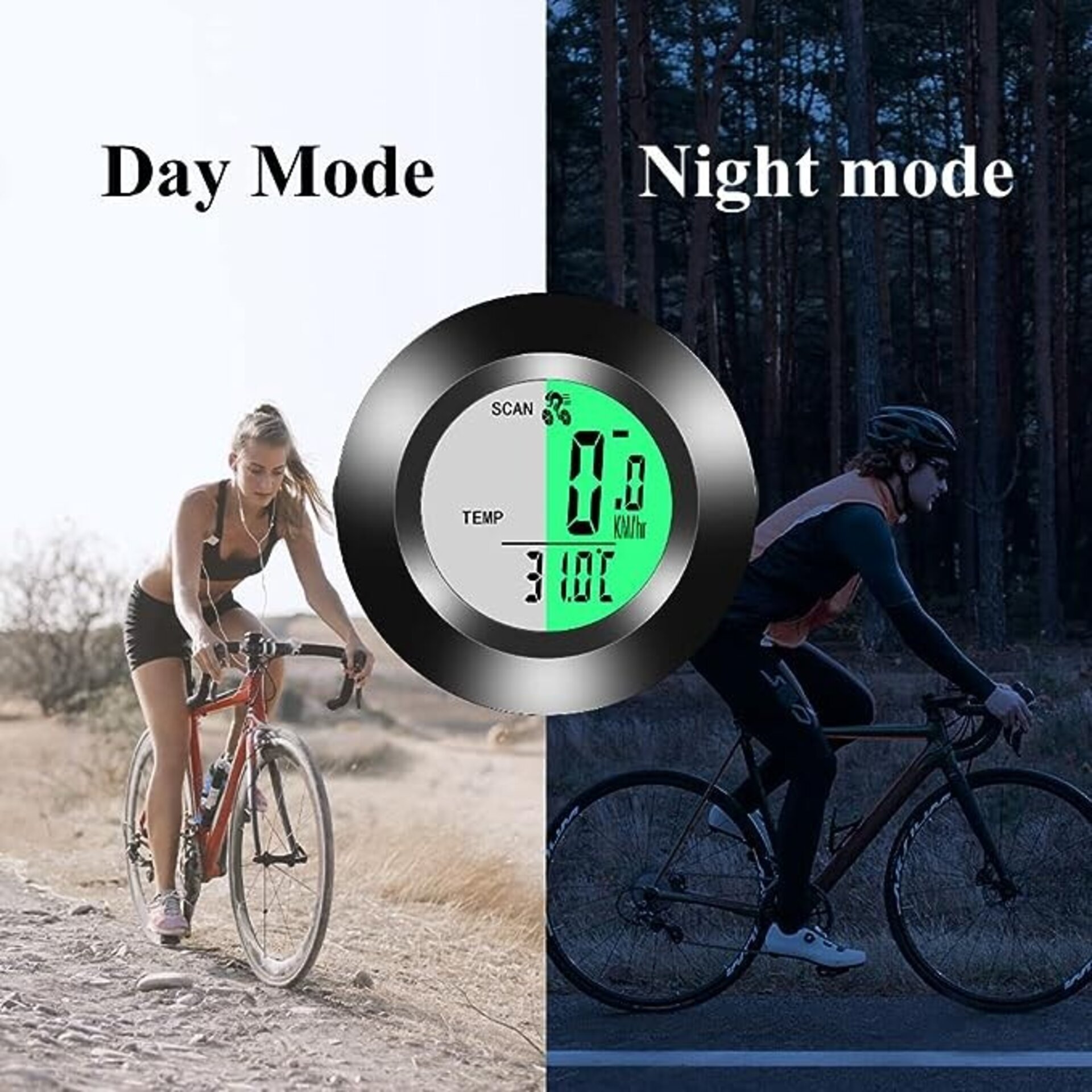 Ciclocomputador multifunción impermeable cuentakilómetros bicicleta velocímetro con pantalla retroiluminada de 3 colores, 20 funciones, inicio automático/parada, para adultos y niños, color negro - 3